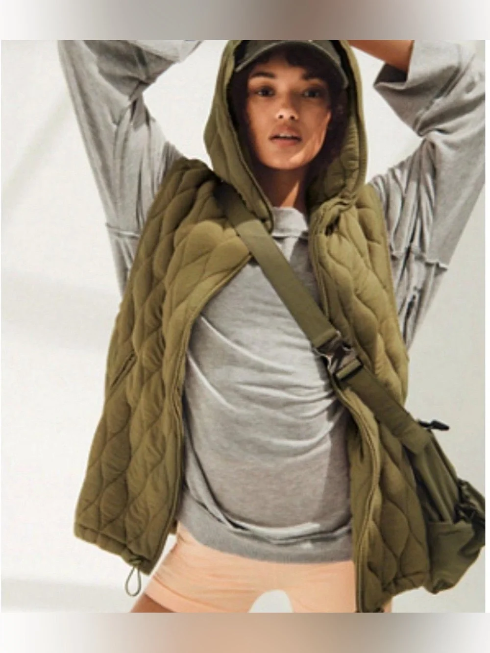 Free People Dream Big Quilted Vest - Army Green - XS